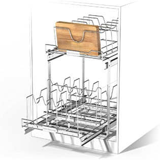 Kitchen Cabinet Organizer with Two Tiers of Storage